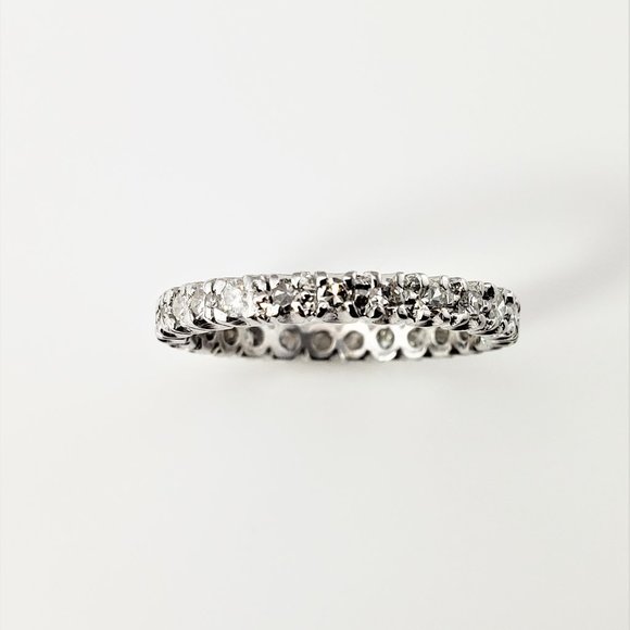 Vintage 14 Karat White Gold Diamond Eternity Band Size 6.5 #8778